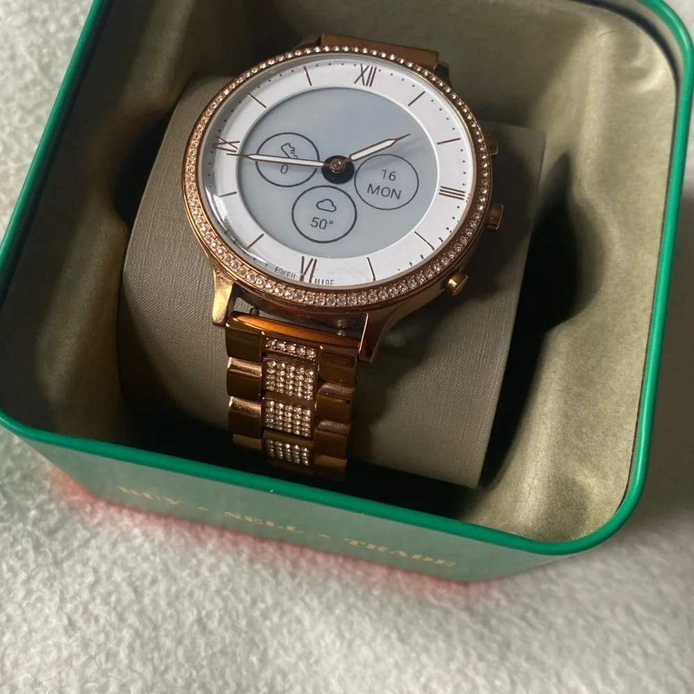 Fossil Rose Gold Hybrid HR watch + 2 additional straps